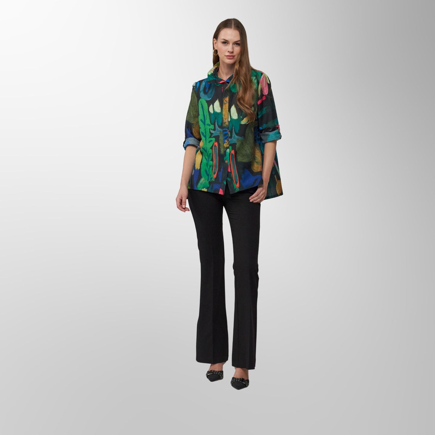 Toofan - Print - Midnight Jungle Print Button-Up Shirt - DP 34 - 778