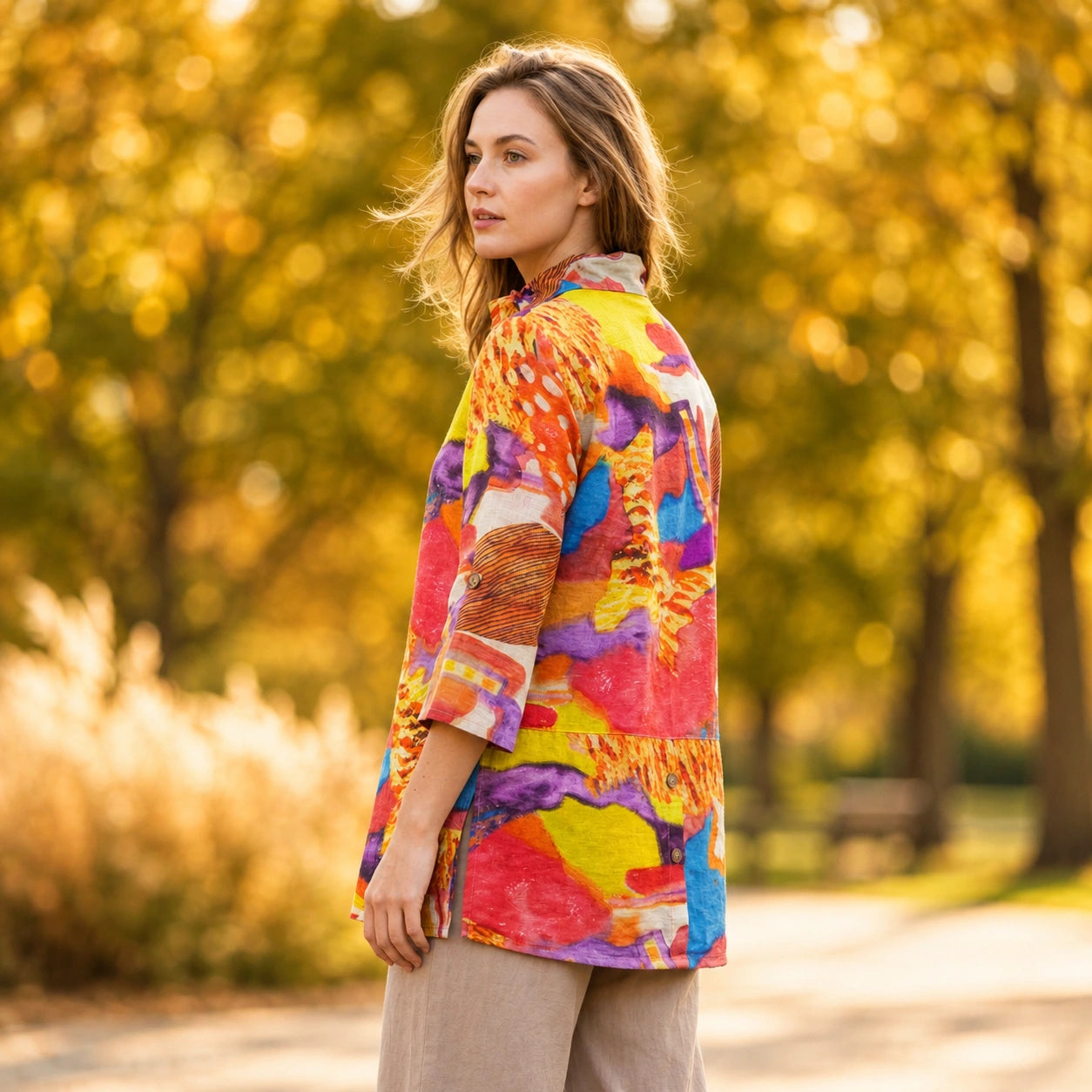 Toofan - Wire Collar Printed Shirt | 62% Tencel 40% Cotton- DP34-907
