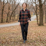 Toofan - Smocking Sleeve Scottish Plaid Shirt | Navy | 100% Polyester - PL 50-1