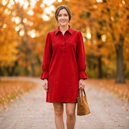 Toofan - Smocking Sleeve Dress |Red| 100% Polyester - CD 890
