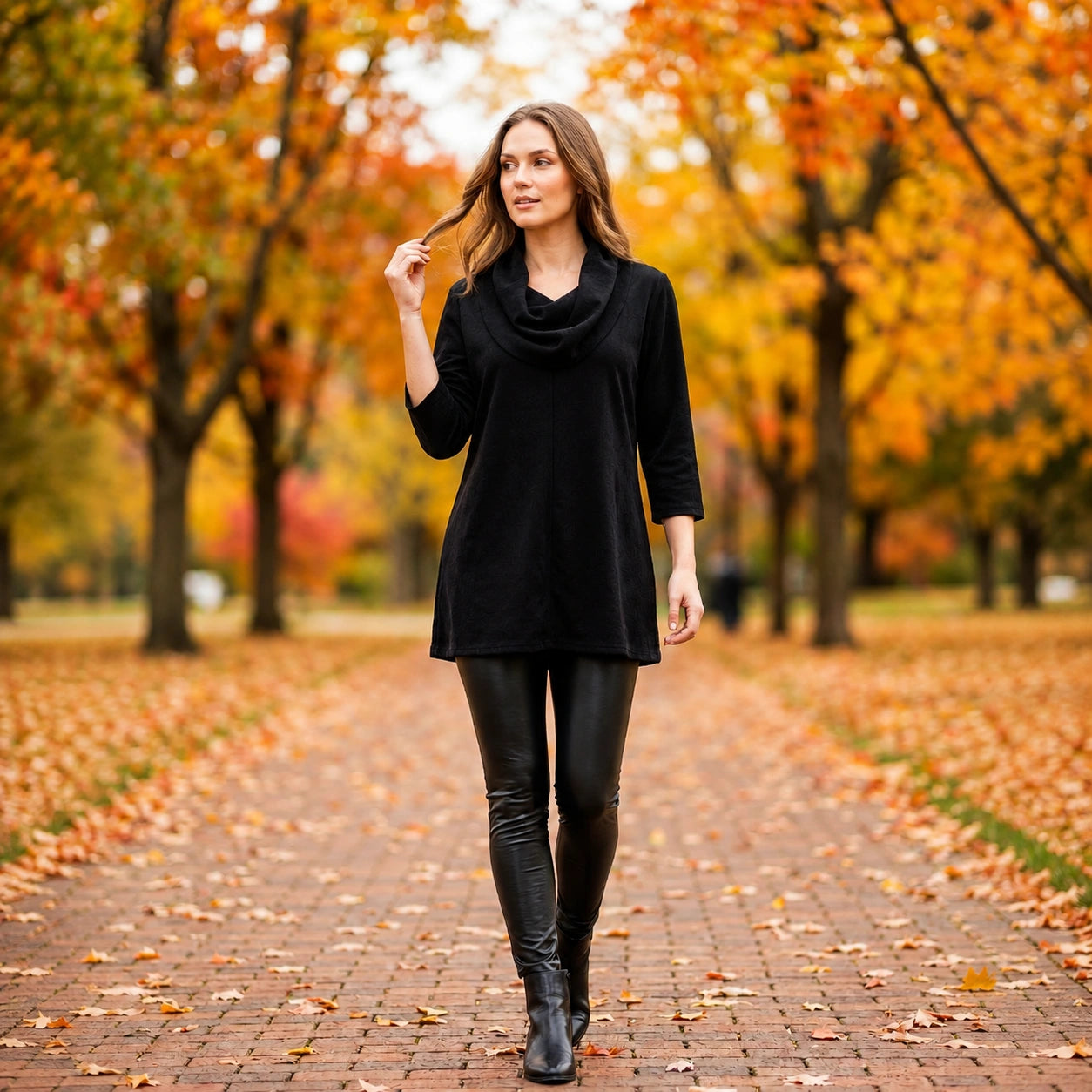 Toofan - Cowl Neck Top |Black| 100% Polyester - CD 824