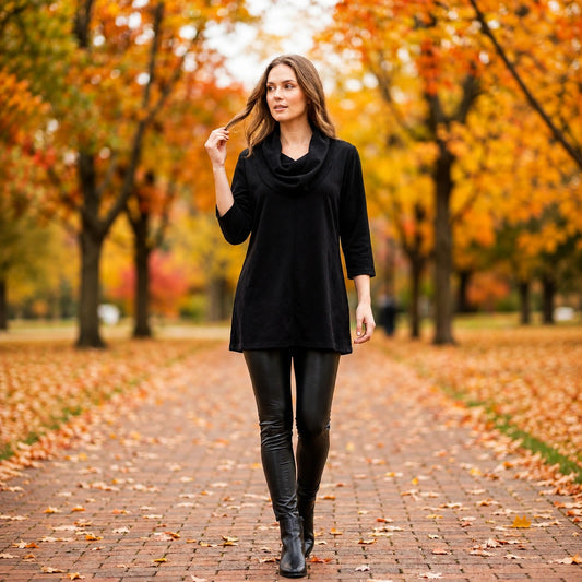 Toofan - Cowl Neck Top |Black| 100% Polyester - CD 824