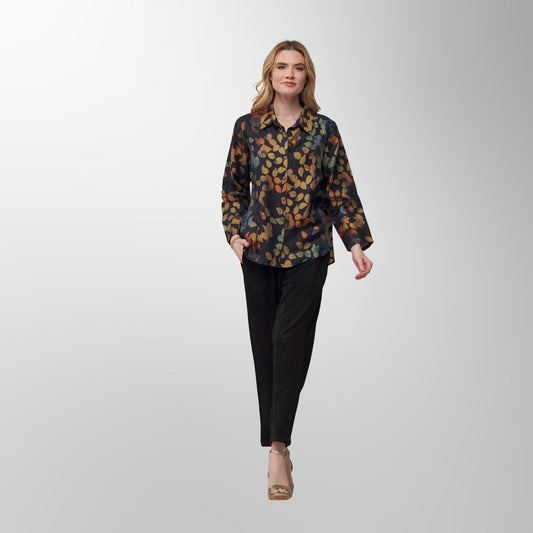 Toofan - Print - Falling Leaves Satin Button-Down Shirt - DP 38 - 1
