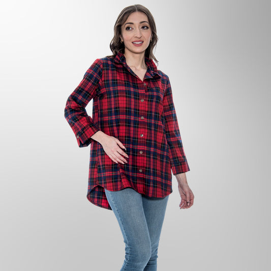 Toofan - Red - Highland Red Checkered Long Sleeve Top - PL 88-731
