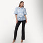 Toofan - Blue - Bubble Sleeve Floral Top – Relaxed Fit Women's Blouse - NS 79 - 1