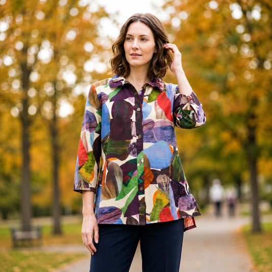 Toofan - Wire Collar Printed Shirt | 60% Tencel 40% Cotton - DP34-876