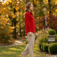 Toofan - Scallop Placket Shirt |Red| 100% Polyester Long Sleeve - CD 823