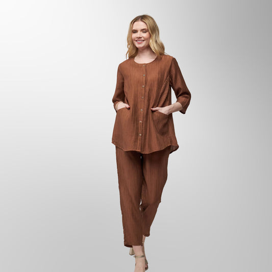 Toofan - Mocha - Mocha Breeze Relaxed Button Tunic - CR 25
