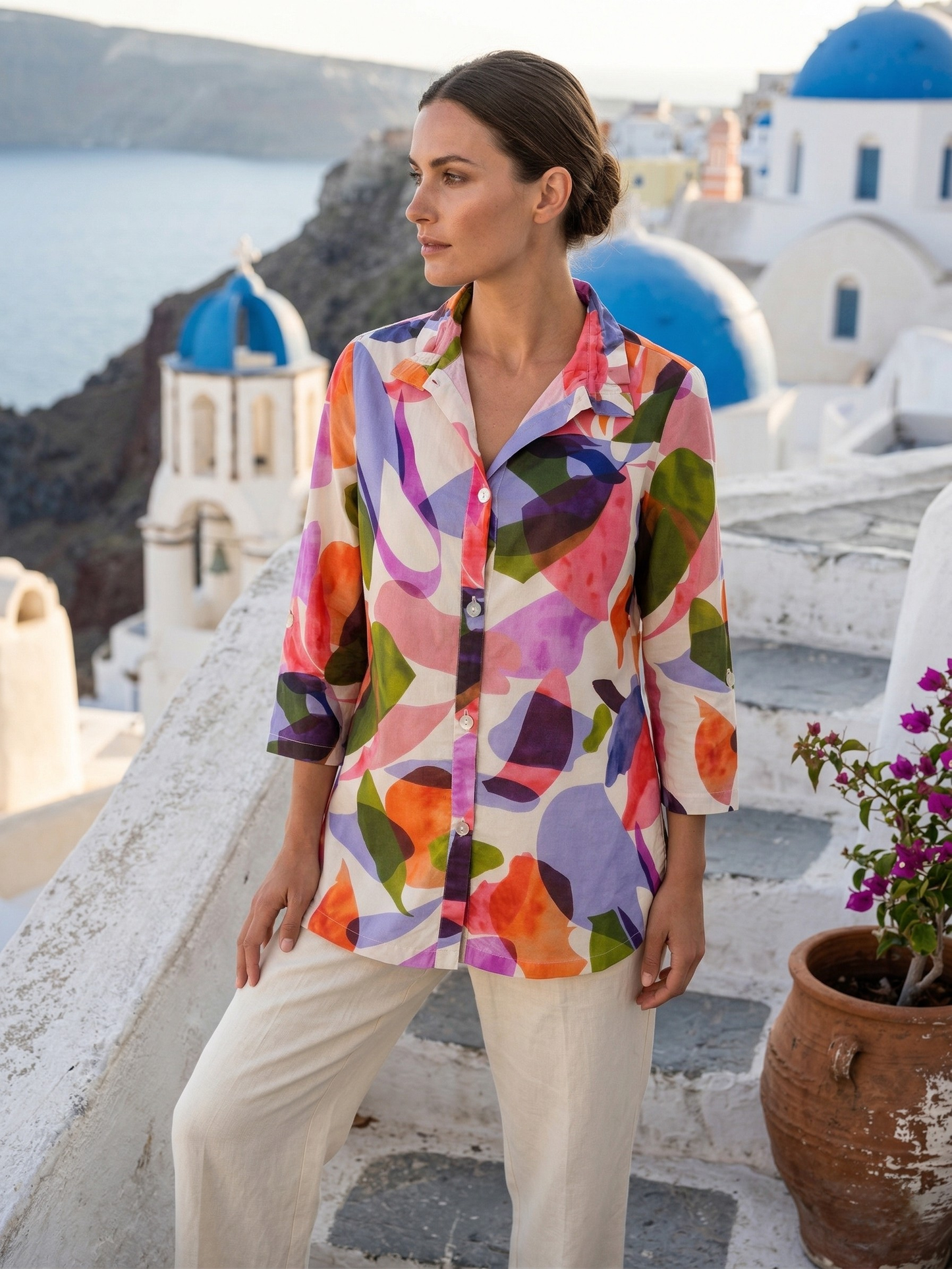 Toofan - Printed - Cotton Shirt with Wire Collar Summer Abstract Design - CP21-193