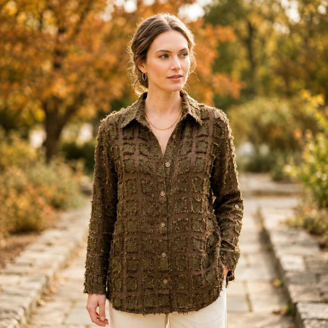 Toofan - Eyelash Shirt | Coffee 100% Polyester Relaxed Fit - EL38