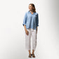 Toofan - Sky - Ruching Detail Collar Top – Women's Puff-Sleeve Top - TS 63