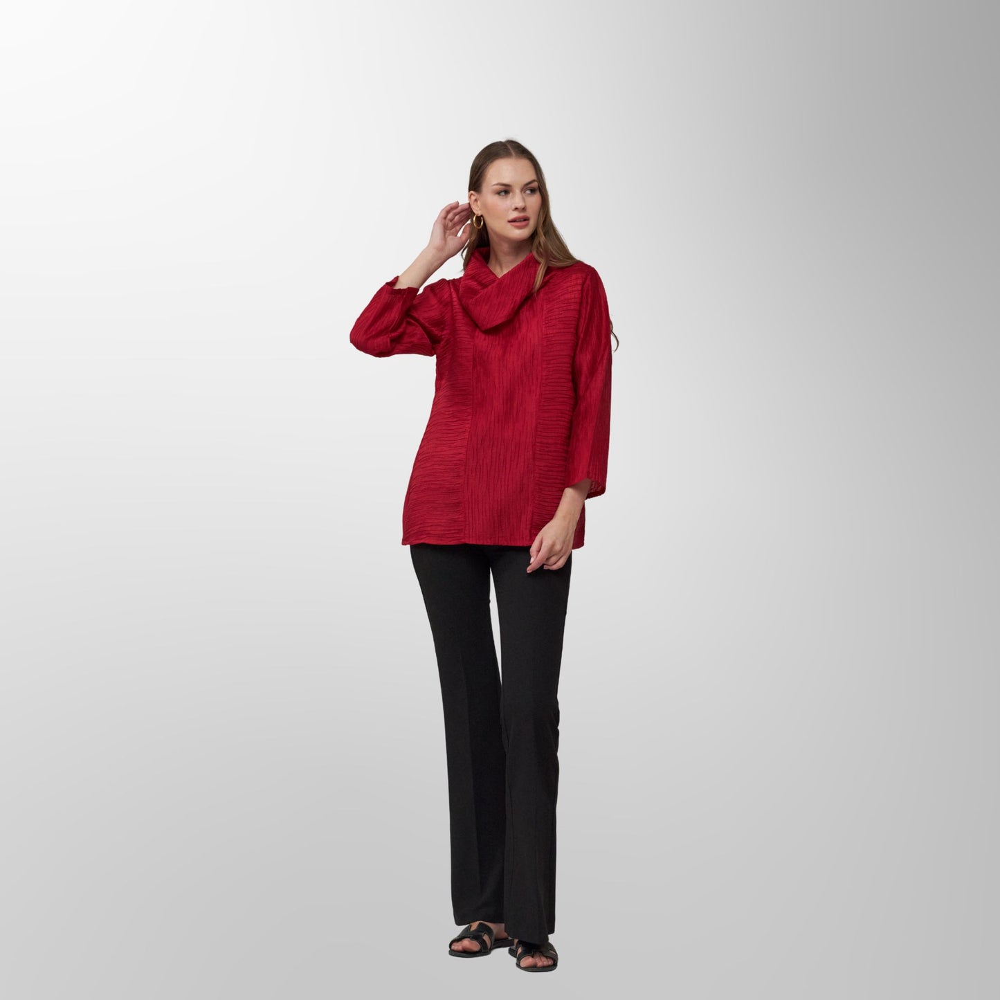 Toofan - Red - Red Breeze Relaxed Cowl Top - CR 28