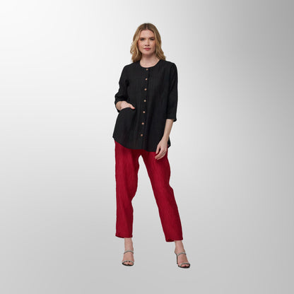 Toofan - Black - Midnight Charm Relaxed Button Down Tunic - CR 25