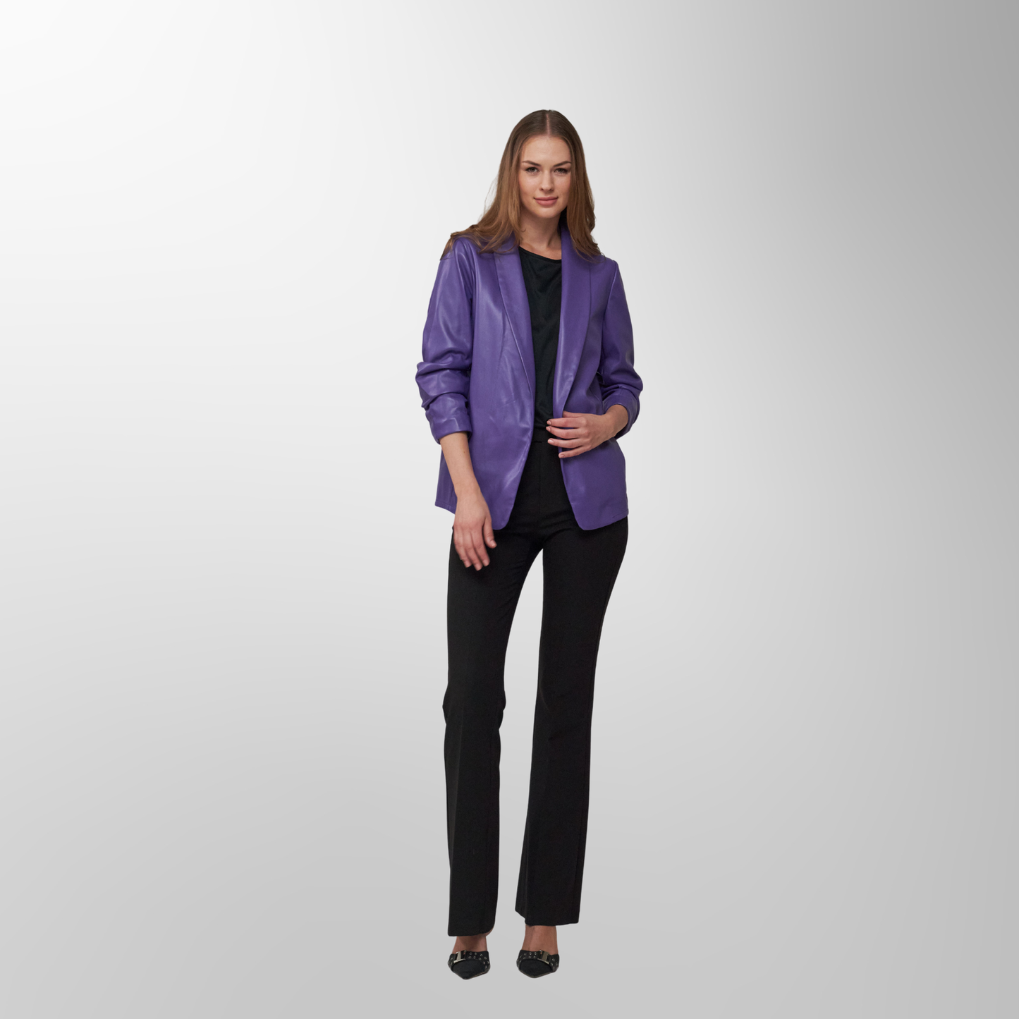 Toofan - Purple - Ruching Sleeve Blazer - PL 09