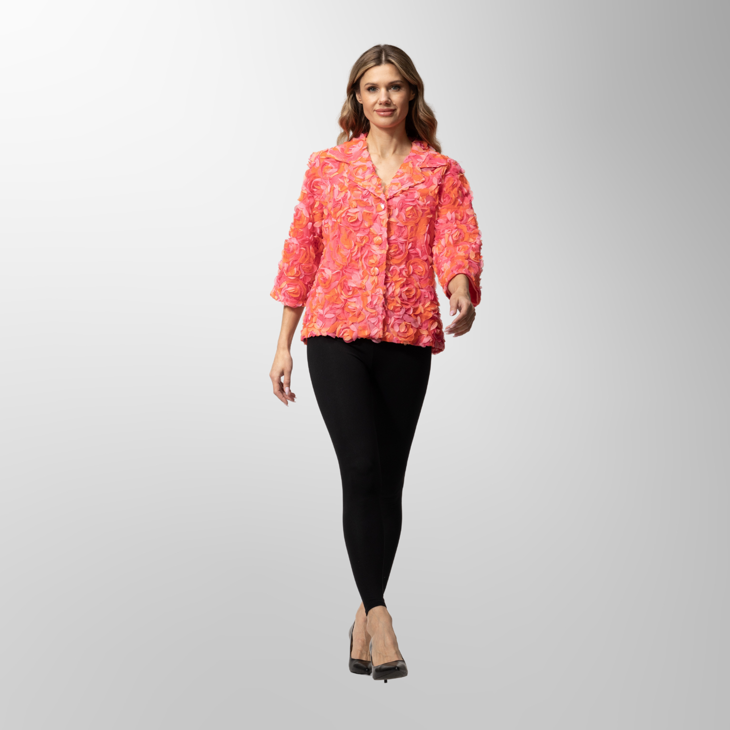 Toofan - Fuchsia - Floral Motif Statement Jacket – Bold Elegance in Bloom - NJ 226- 1