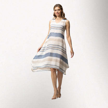 Toofan - Sleeveless A-Line Jumper – Women’s Striped Midi Dress - LST 599