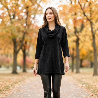Toofan - Cowl Neck Top |Black| 100% Polyester - CD 824