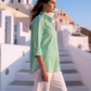Toofan - Green - Stripe Shirt with Zipper Back Stylish Cotton Fit - NS10-4