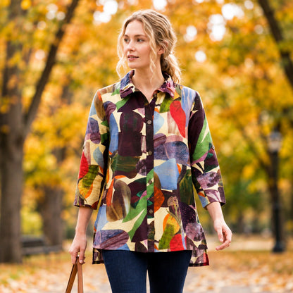Toofan - Wire Collar Printed Shirt | 60% Tencel 40% Cotton - DP34-876