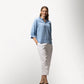 Toofan - Sky - Ruching Detail Collar Top – Women's Puff-Sleeve Top - TS 63