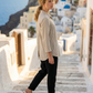 Toofan - Khaki - Back Button Big Shirt Linen Stylish Women Top - L411