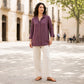 Toofan - Wire Collar Shirt Eggplant 100% Cupro Button Down - CA170