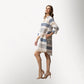 Toofan - Women's V-Neck Knee-Length Linen Dress – Relaxed Fit - LST 588