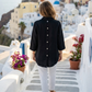 Toofan - Black - Back Button Big Shirt Linen Relaxed Fit Women - L411