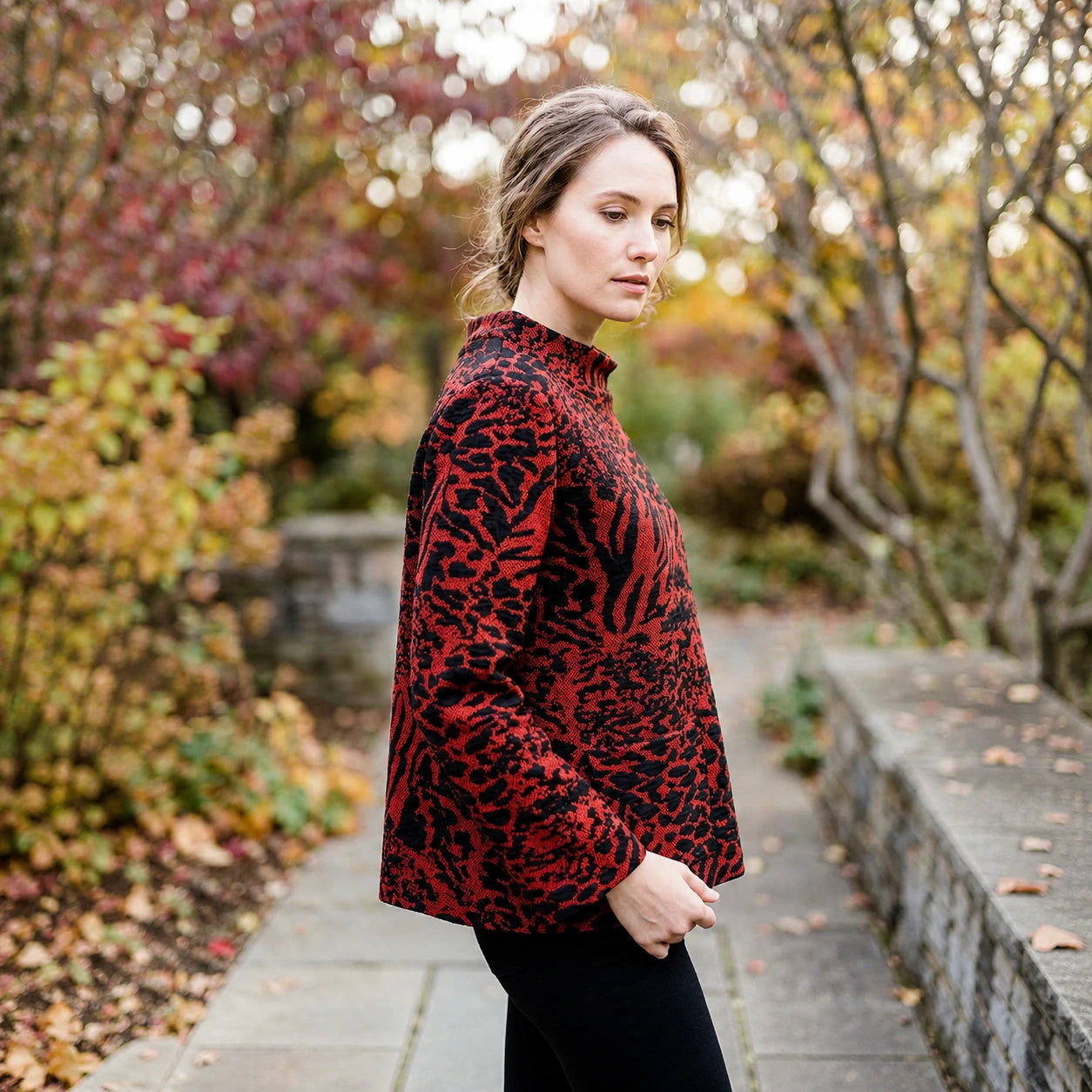 Toofan - Round Neck 2 Pocket Top |Red| Rayon-Polyester-Spandex - KJ 27