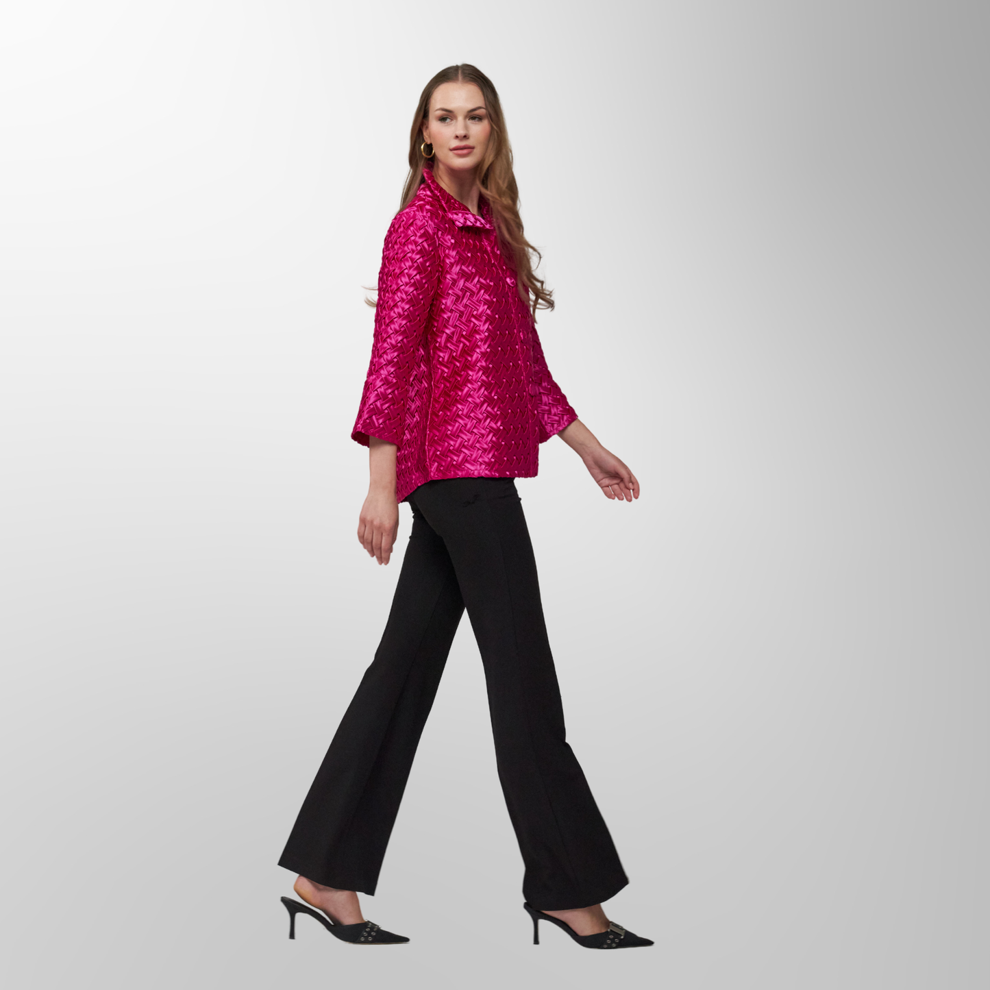 Toofan - Fuchsia  - Two pocket Cross Stitch Jacket  - CS 1 - 10