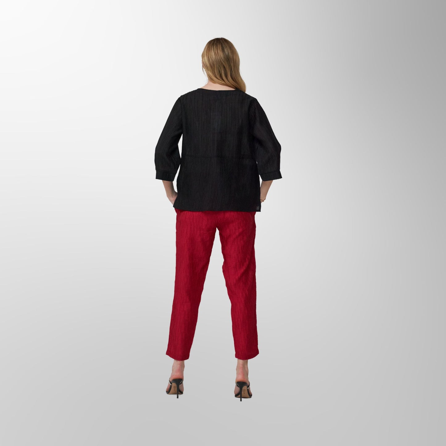 Toofan - Black - Midnight Elegance Relaxed Round Neck Top - CR 32