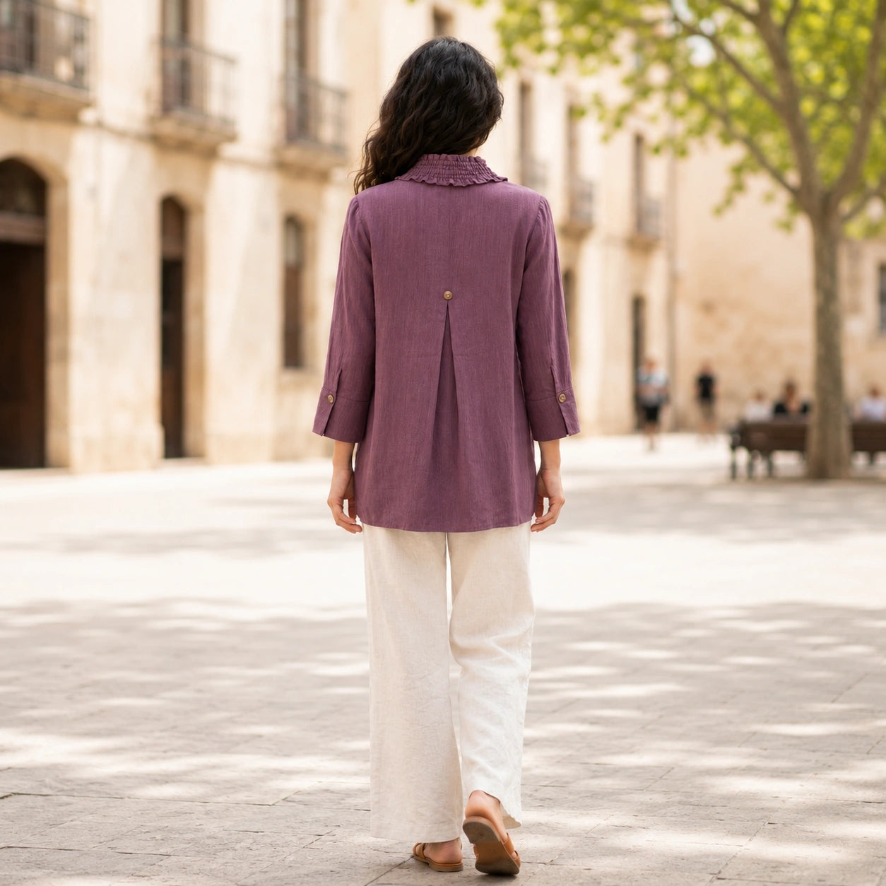 Toofan - Wire Collar Shirt Eggplant 100% Cupro Button Down - CA170