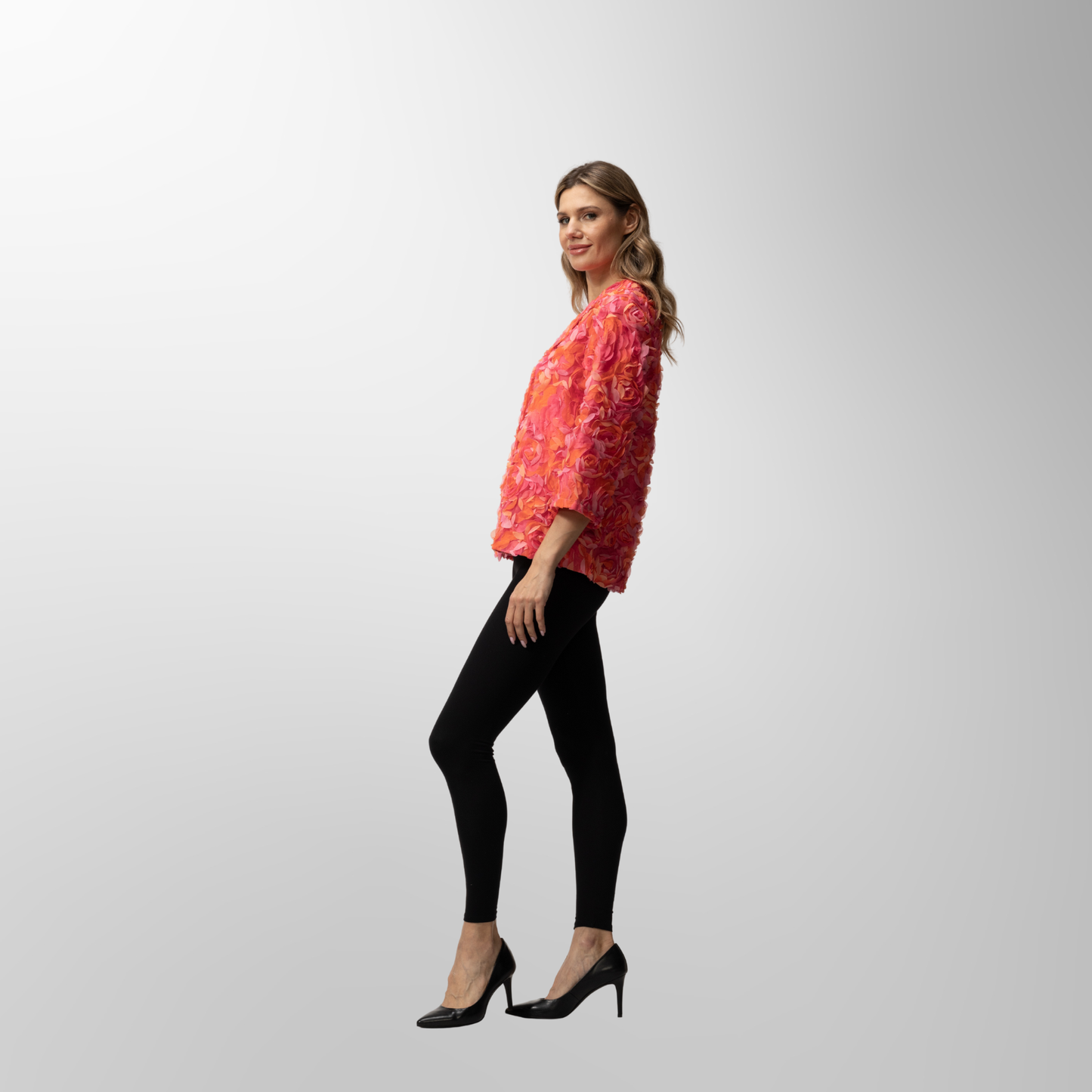 Toofan - Fuchsia - Floral Motif Statement Jacket – Bold Elegance in Bloom - NJ 226- 1