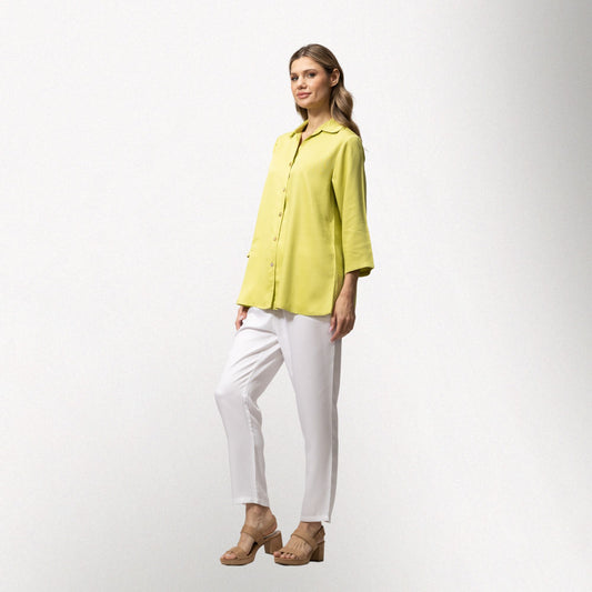 Toofan - Kiwi - Back-Button Shirt – Women’s 3/4 Sleeve A-Line Tunic with Spread Collar - TS 19