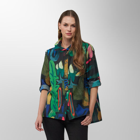 Toofan - Print - Midnight Jungle Print Button-Up Shirt - DP 34 - 778