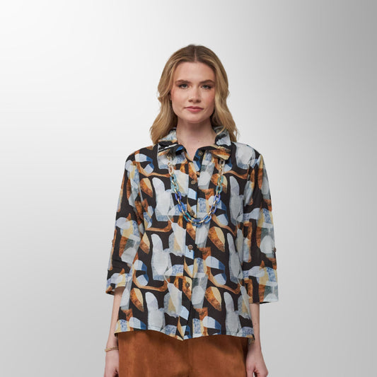 Toofan - Print - Rustic Abstract Women's Print Shirt - DP 34 - 695