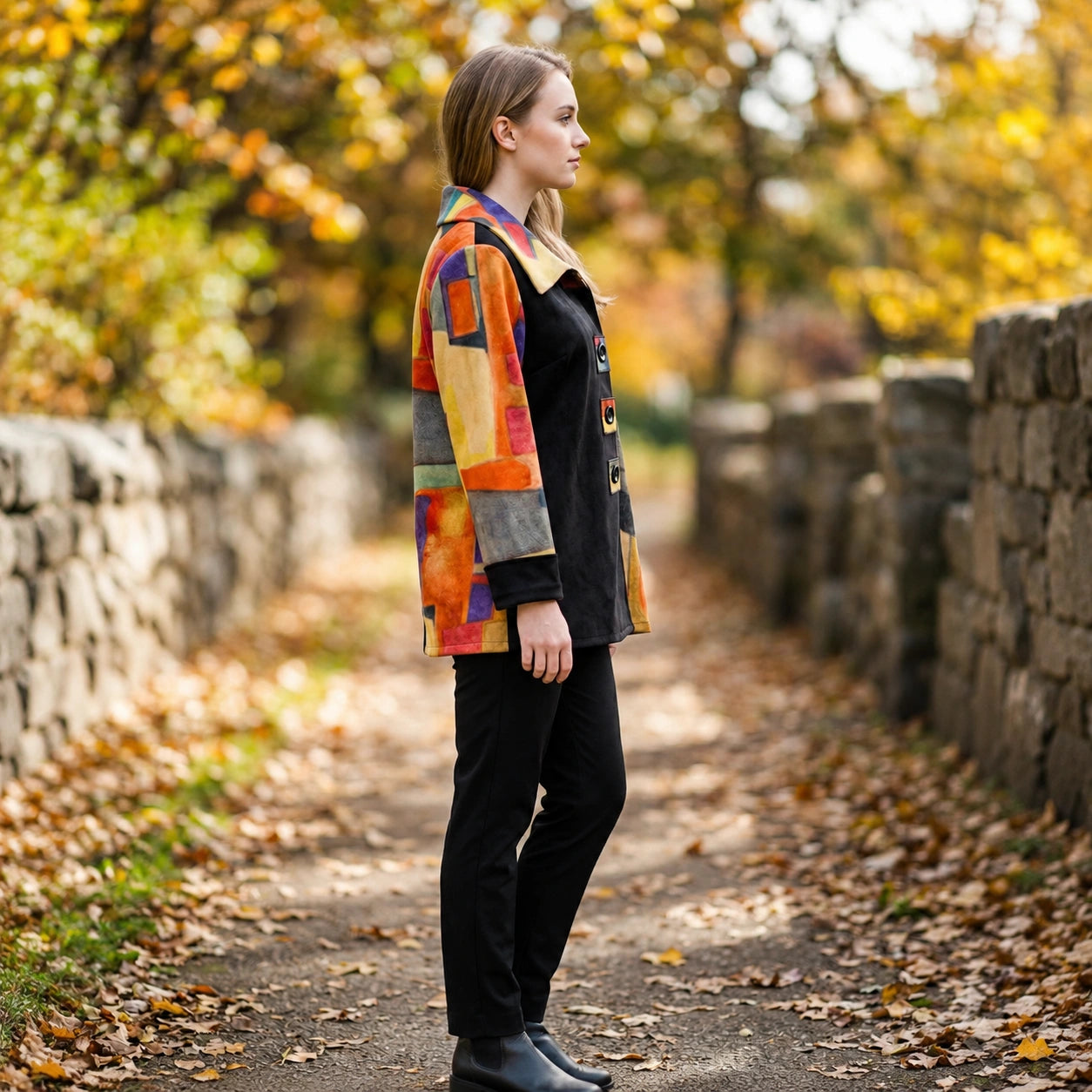 Toofan - Printed Suede Color Block Jacket |Printed| 100% Polyester - SP 2-8