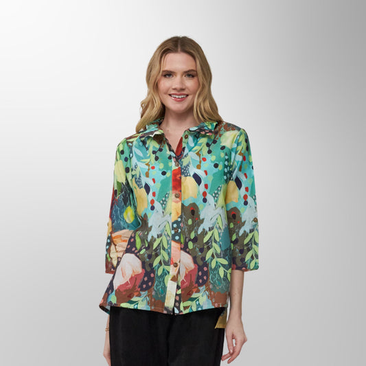 Toofan - Print - Floral Carnival Women's Collared Top - DP 34 - 681