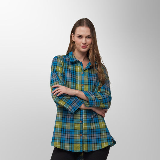 Toofan - Multi - Ocean Meadow Checkered Long Sleeve Top - PL 88-45