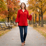 Toofan - Bell Sleeve Shirt |Red| 100% Polyester Relaxed Fit - CD 809