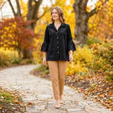 Toofan - Bell Sleeve Shirt |Black| 100% Polyester Relaxed Fit - CD 809