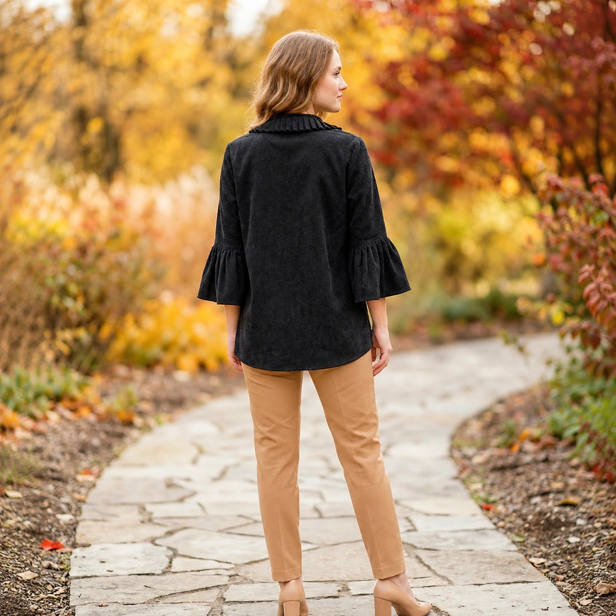 Toofan - Bell Sleeve Shirt |Black| 100% Polyester Relaxed Fit - CD 809