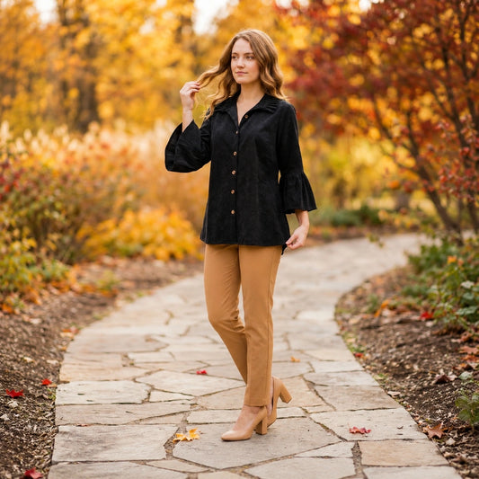 Toofan - Bell Sleeve Shirt |Black| 100% Polyester Relaxed Fit - CD 809