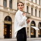 Toofan - Beaded Collar Shirt White Polyester Rayon Blend Relaxed Fit - NS24-02
