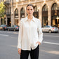 Toofan - Beaded Collar Shirt White Polyester Rayon Blend Relaxed Fit - NS24-02
