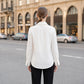Toofan - Beaded Collar Shirt White Polyester Rayon Blend Relaxed Fit - NS24-02