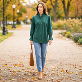 Toofan - Smocking Sleeve Tunic |Jade| 100% Polyester Relaxed Fit - CD 821