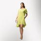 Toofan - Lime - High Low round neck short sleeve dress - HS516