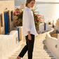 Toofan - White - Back Button Big Shirt Linen Stylish Women - L411