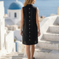 Toofan - Black - Back Button Dress Stylish Linen Women Fit - L504